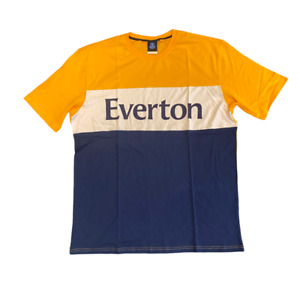 Everton Football Men's T-Shirt Panelled Short Sleeve T-Shirt - New