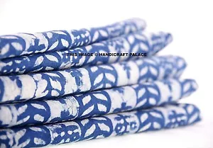 2.5 Yard Fabric Indian Floral Printed Natural Cotton Vegetable Dye Indigo Blue - Picture 1 of 3