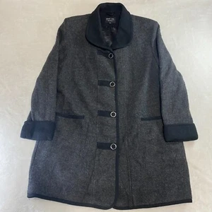 Mona Lisa Fen-Nelli Black Wool Winter Coat Button Snap: Winter Chic 18W G9384X - Picture 1 of 17