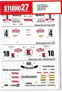 Decal 1/24 Lancia Stratos CHARDONNET Rally Montecarlo Corsica '79 STUDIO 27 - Foto 1 di 2