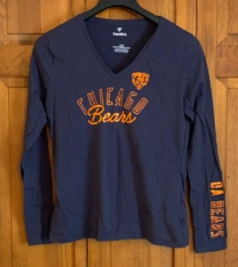 Mujer Fanatics L/S Azul "Chicago Bears" Cuello en V Algodón Camiseta Etiqueta Talla L - Imagen 1 de 5