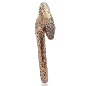 Bracciale a serpente snake mm 6 argento 925 ramato con zirconi bianchi e rossi - Foto 1 di 5