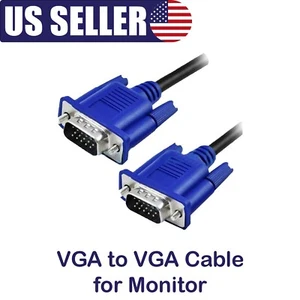 VGA Monitor Cable Cord 15 PIN M/M Male To Male For PC TV HDTV Projector Computer - Picture 1 of 5