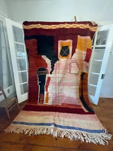 Moroccan Boujaad Area Rug Large 7x10 Ft Handmade Beni ourain Berber- New - Picture 1 of 8
