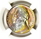1949-D NGC MS66 Star Monster Rainbow Toned Jefferson Nickel GEM Dual Sided Color