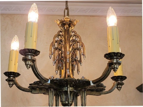 125c Antique 1910's 20s Early arT Deco Ceiling Light fixture dining Chandelier Cover