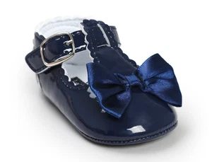 Baby Girls Princess Crib Shoes Mary Jane Bowknot First Shoes Size Newborn to 18M - Picture 1 of 37