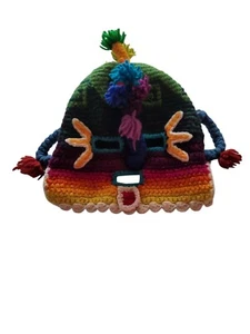 Maschera Aya Huma Diablo Umo fatta a mano antica Inca Ecuador Inti Raymi arcobaleno Mohawk - Foto 1 di 5