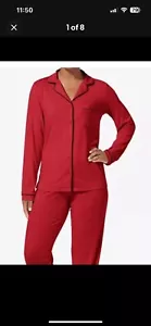 Tommy John Damen Langarm Oberteil und Hose Pyjama PJ Set Gr. XXL Haute Rot Neu mit Etikett - Bild 1 von 9