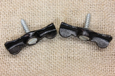 2 Old Cabinet Turn Buttons Latches 1 3/4” Screen Raised Door Trunk Vintage Jelly Cover