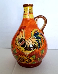 CERAMIC JUG FARMHOUSE ORANGE ROOSTER HOME DECOR TABLETOP NEW - Picture 1 of 7