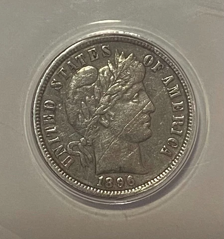 1896-O Barber Dime 10C VF 35 DETAILS - ANACS - Scratched, Cleaned Cover