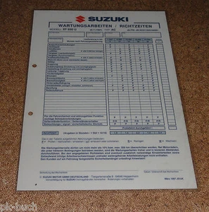 Hoja De Inspección Suzuki XF 650 U Tipo AC Año 1997 - Imagen 1 de 1
