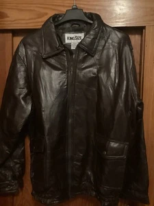 King Size 100% Leather Coat Size 3XL - Picture 1 of 7