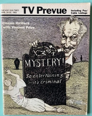 Vincent Price Drawing Chicago Sun-Times TV Prevue Local TV Guide - April 24 1983 - Image 1 of 4