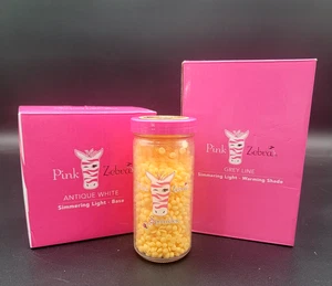 Pink Zebra Simmering Lights- Grey Line Shade, Antique White Base, and Sprinkles - Picture 1 of 6
