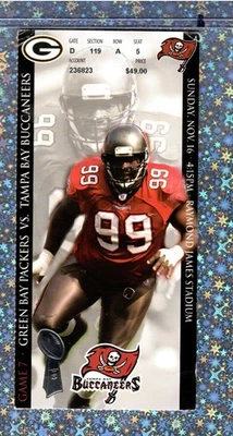 Brett Favre Ahman Green 109y TD 11-16-2003 Packers Bucs Ticket Ronde Barber 13tk - Image 1 of 4