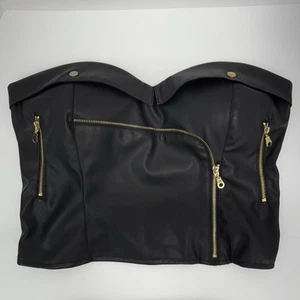 Curvy Girl By Ashley Stewart size 2X Women’s Black Faux Leather Moto Corset NWT - Picture 1 of 6