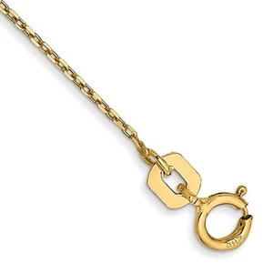 Cable de oro amarillo de 14 k con corte de diamante de 0,8 mm con cierre de anillo de resorte tobillera de 10" 0,65 gm - Imagen 1 de 2