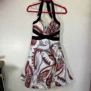 VTG Ruby Rox Sz 7 Paisley Babydoll Halter Fit N Flare Dress Y2K Boho Festival - Picture 1 of 16