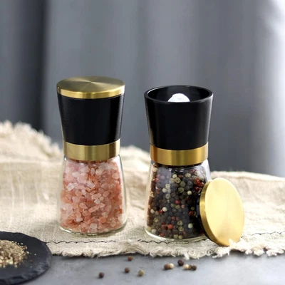 Juego de Molinillo de Sal y Pimienta Oro Acero Inoxidable Juego de Molinillo de Sal y Pimienta Cer... Foto 1 de 4