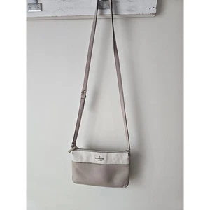 Kate Spade New York Colorblock Leder Umhängetasche Taupe Weiß Gold - Bild 1 von 12
