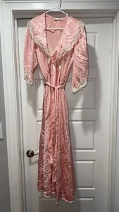 Christian Dior Nightgown Peignoir Satin Lace Vintage Union Made Small 2 Piece - Picture 1 of 8