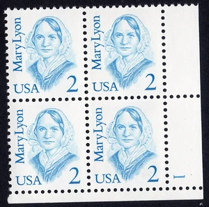 Scott #2169 Mary Lyon Plate Block of 4 Stamps - MNH P#1 - Picture 1 of 3