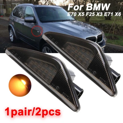 2X  Seitenblinker Blinker für BMW X3 F25 X5 E70 X6 E71 E72 2007-2013 Schwarz - Bild 1 von 4