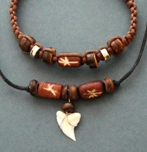 Shark Tooth Necklace Bracelet Boys Size Kids Jewellery Gift Set Sharks Teeth - Picture 1 of 4