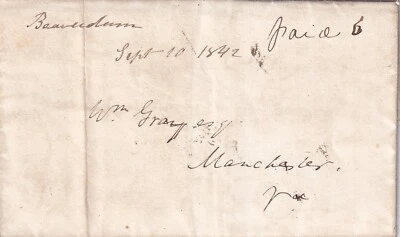 1842 Beaverdam Virginia Goochland County "Pagado 6" m/s a William Gray en RVA Foto 1 de 2