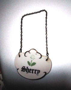 vintage cavendish fine bone china 1980's Sherry decanter name tag on chain
