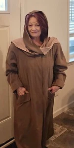 Women's Jacqueline Ferrar Vintage Brown Button-Down Maxi Trench Coat Size 12 - Picture 1 of 8