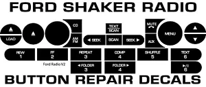FORD RADIO BUTTON DECALS F-150 MUSTANG FOCUS EXPLORER EXPEDITION SHAKER REPAIR - Picture 1 of 4