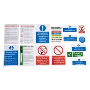 Vogue Food Preparation Sign Pack contiene 15 avisos de higiene y seguridad de cocina - Imagen 1 de 5