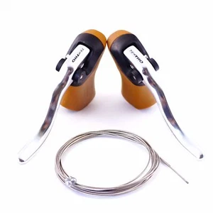 Tektro RL340 Brown Aero Road Bike Brake Lever Set 800/2000mm Cable-Gum/Silver - Picture 1 of 2