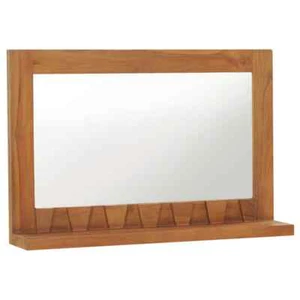 vidaXL Wall Mirror with Shelf 60x12x40 cm Solid Teak Wood - Picture 1 of 6