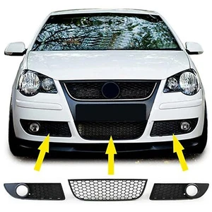 Inserto griglia radiatore a nido d'ape + mascherine fendinebbia per VW Polo 9N3 - Foto 1 di 2