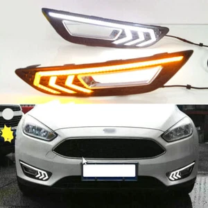 LED DRL Turn Indicator Signal Daytime Running Fog lights Fit For Ford Focus 15+ - Picture 1 of 11