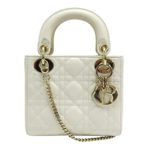 Dior Mini Lady Dior Shoulder Handbag White Cannage Leather - Picture 1 of 20
