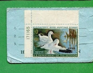 MAINE 1970 COMBO Resident Fish + Hunting License RW37 Stamp Unsigned + P#S - 466 - Picture 1 of 2