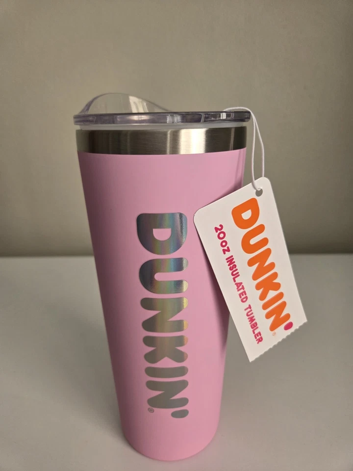 *New* Dunkin 20oz Pink Tumbler w/ Straw * Free Gift w/ Purchase* - Image 1 of 1