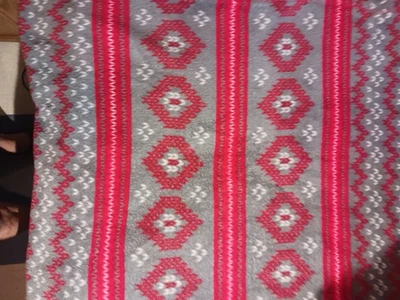 MAINSTAY RED FAIR ISLE THROW 70 × 63 Red White And Gray - Image 1 of 4