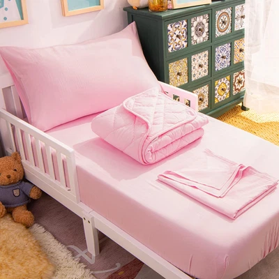 Conjunto de roupa de cama infantil - 4 peças conjunto de cama de berço macio e respirável para meninos e  - Imagem 1 de 4