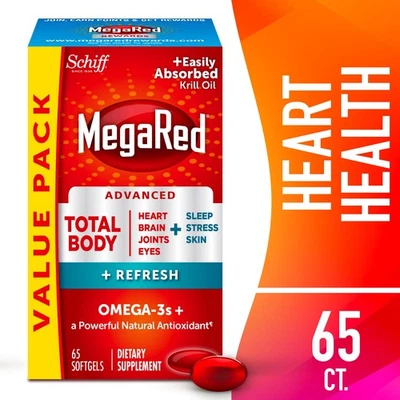MegaRed Advanced Total Body Refresh Mezcla Omega-3 Cápsulas Blandas, 500 mg, 65 ct Foto 1 de 4