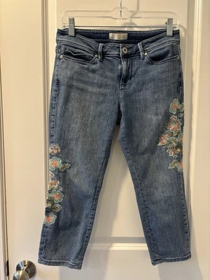 J. Jill Authentic Fit Cropped Jeans Embroidered Flowers Women’s Sz 6 Petite - Image 1 of 4