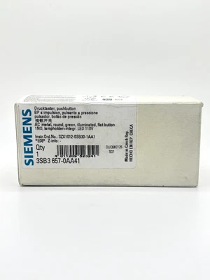 Siemens 3SB3 657-0AA41 Botão Verde Iluminado: LED, 110VAC - Imagem 1 de 3