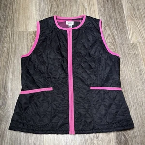 CHALECO ACOLCHADO LILLY PULITZER Embriodered PALM TREE Negro Rosa Talla M - Imagen 1 de 8