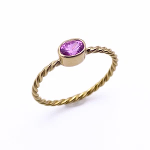 Feiner Goldring 750 mit rosa Saphir – gekordelt – zart, edel & natürlich - Bild 1 von 12