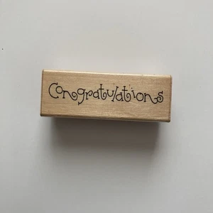 JRL Design Co Congratulations Wood Rubber Stamp - Picture 1 of 3